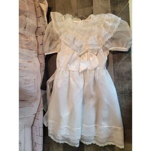 Atlanta white floral lace youth dress 7 formal bow